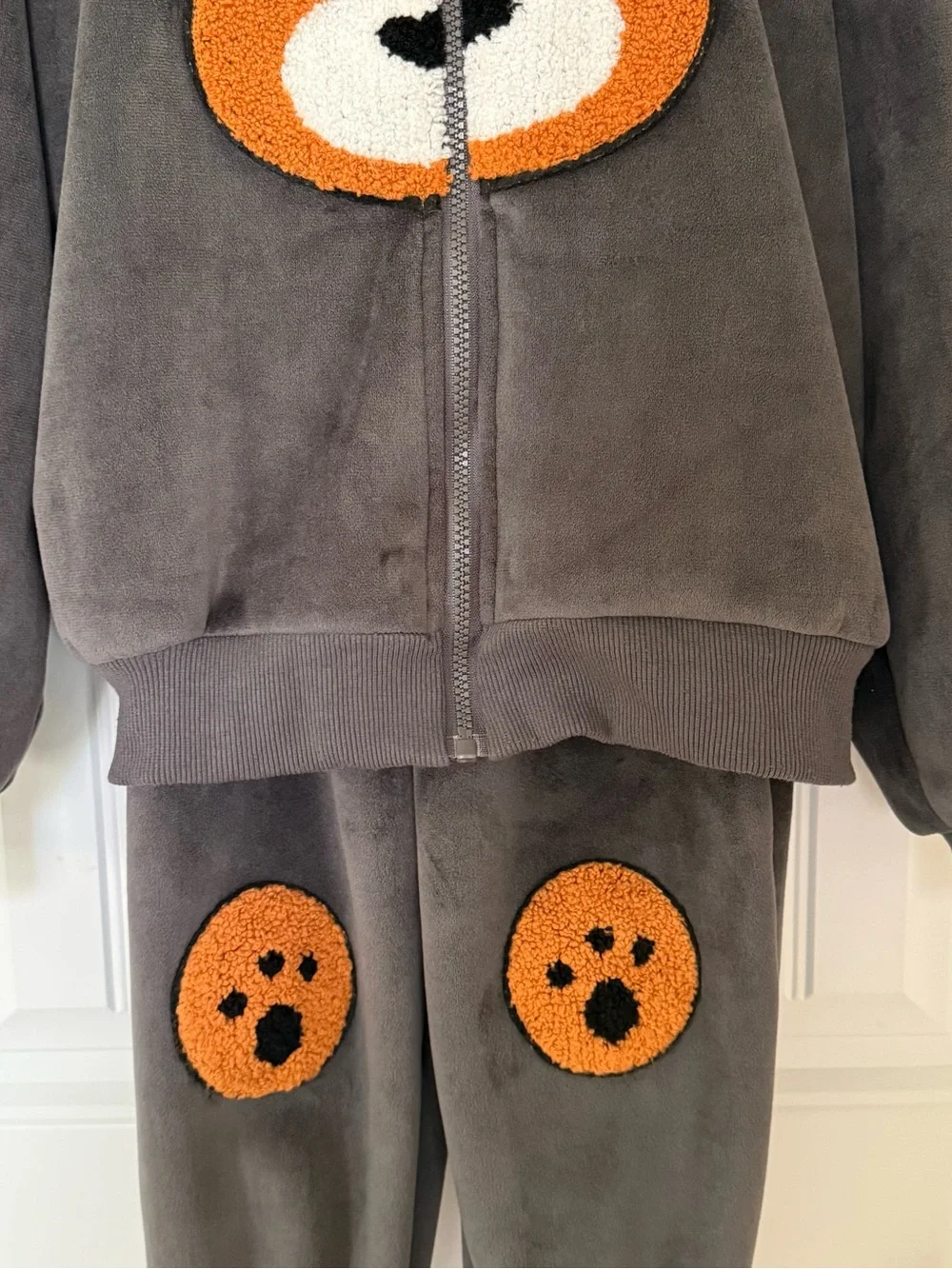 Lola + the Boys Bear Velour Set Size 12  Charcoal Gray 🐻🖤